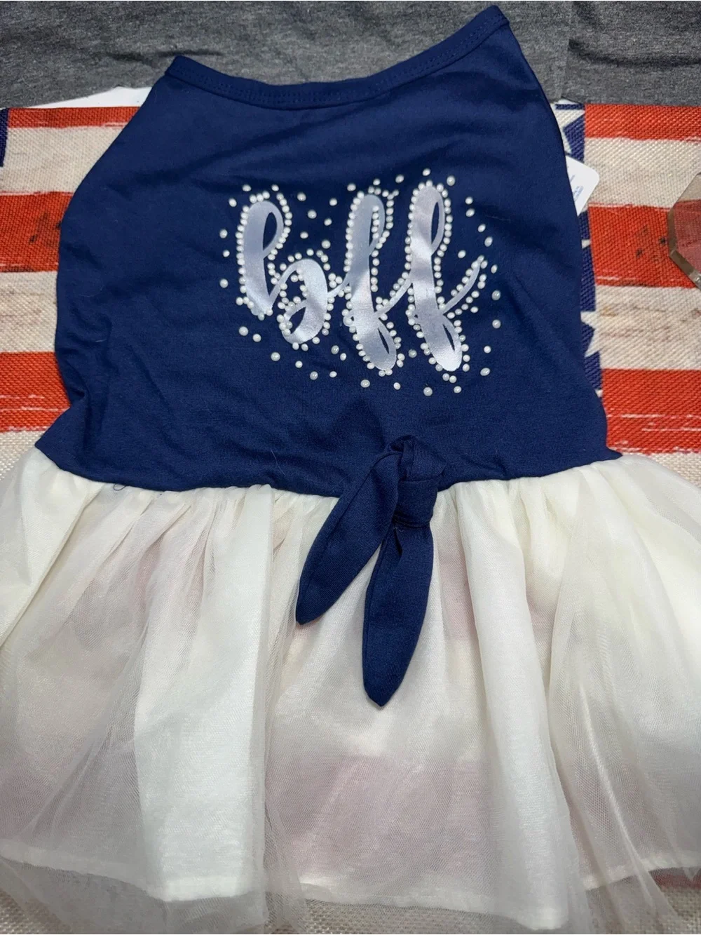 Top Paw Navy and White 'Bff' Tulle Dog Dress
